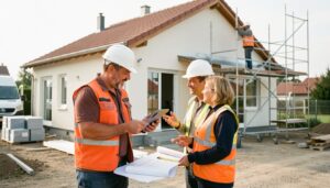 Professionnels d'une entreprise BTP sur un chantier de construction